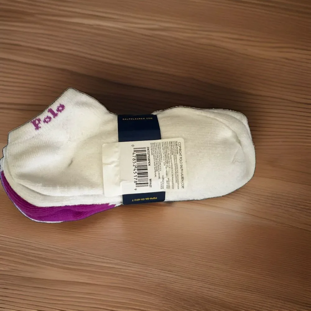 Polo Ralph Lauren Women 6-Pair Ankle Socks Cotton Blend Colorblock One Size